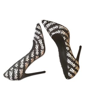 Amore Stilletto Graffiti Shoe Republic Black and White Size 10